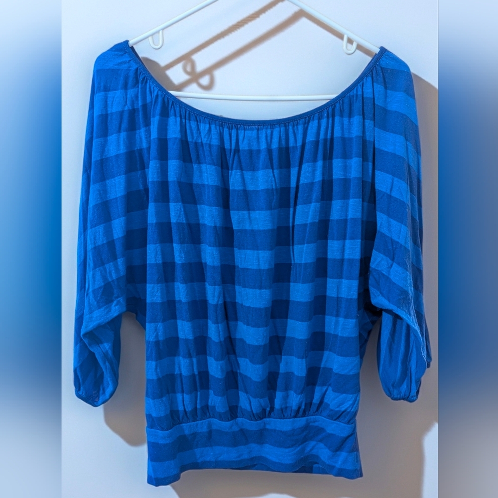 Express Royal Blue Striped Blouse Long Sleeve Size Small